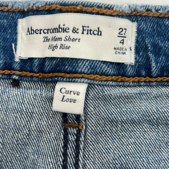 Abercrombie & Fitch curve love high rise mom short medium wash distressed 27/4 - Picture 3 of 6